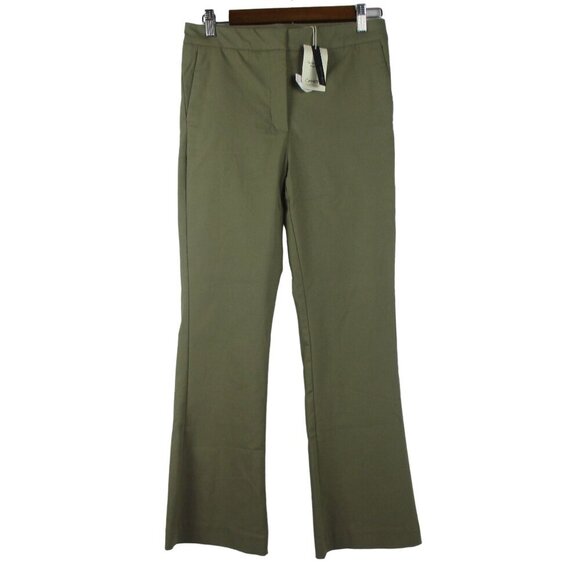 MNG by Mango Pants High Waist Flare Olive Green Utility Size 6 NWT - Picture 1 of 7